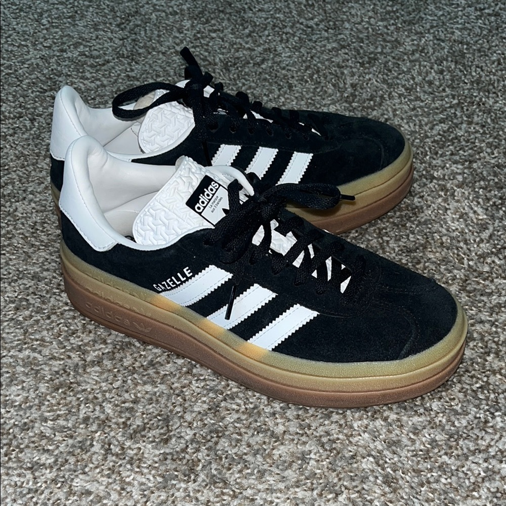Adidas Gazelle Bold Black & White Sneakers with Gum Sole